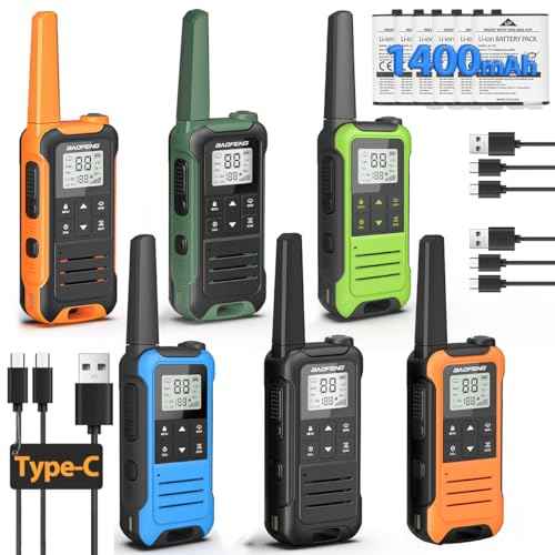 Walkie Talkies Long Range for Adult, FRS Radios Baofeng Walkie-Talkie Rechargeable Handheld Two Way Radio 1400mAh Li-ion Battery USB-C Charger waki Taki for Camping(6 Pack)