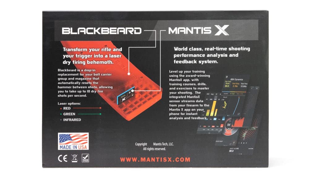 Mantis BlackbeardX | Dry Fire Laser Training System | Free App with Smart Analytics & Real-Time Feedback | Laser Target Practice at Home | Firearm Training System | (Green Laser)