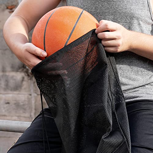 2 Multi Functional Mesh Bags With Drawstring Shoulder Straps For Swimming, Beach, Diving, Travel, Gym - 2 Pack Black (16 x 20 inch, Wet-or-dry-environment)