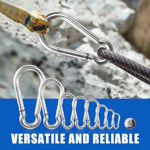 Small Carabiner Clip Hooks, 32pcs 1.57 inch Carabiners Heavy Duty, Galvanized Iron Spring Snap Hook Fits Camping Hiking, Metal Clips for Keychain Keys Rings