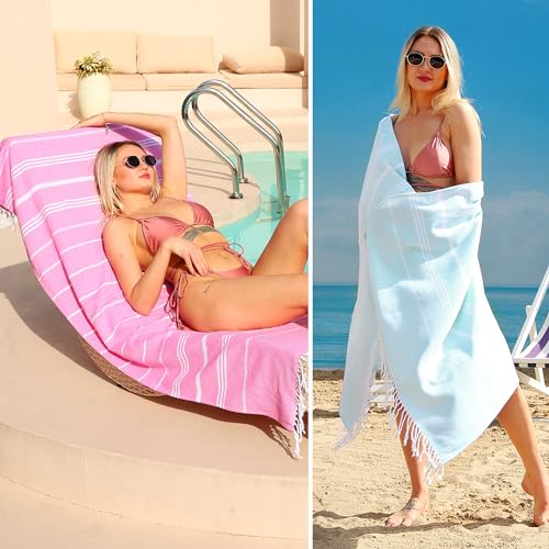 Beach Towel 2 Pack,Sand Free Beach Towels Oversized 39 x 72,Turkish Beach Towel Quick Dry Towel,Lightweight Pool Towels for Adults Travel Towel,Super Absorbent Towels Beach Essentials
