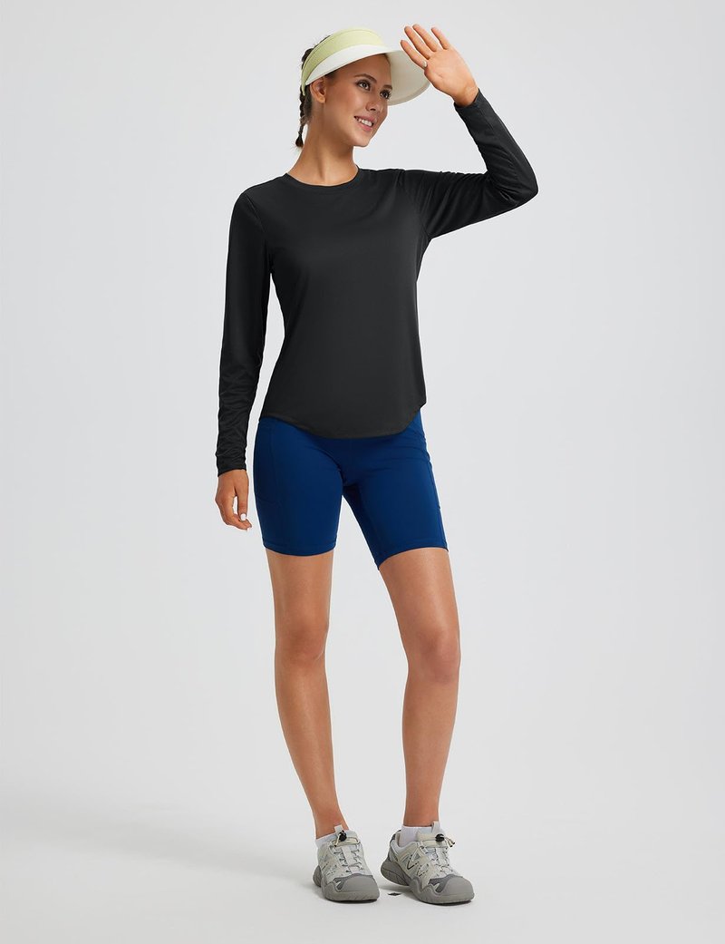 baleaf Women's Sun Shirts UPF50+ Long Sleeve Workout Tops UV Protection Running Athletic Lightweight Quick Dry Black L