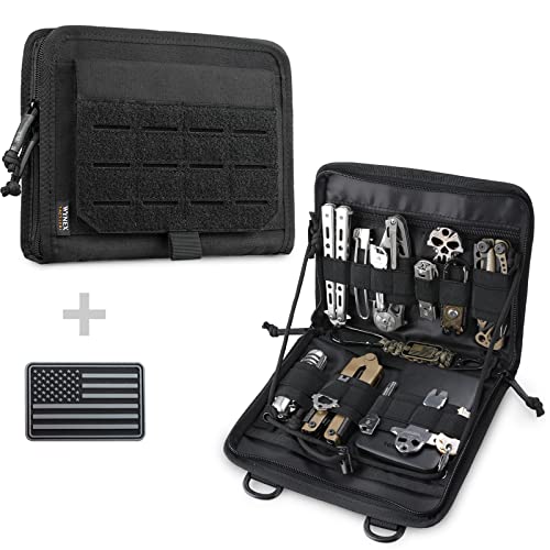 WYNEX Tactical Folding Admin Pouch, Molle Tool Bag of Laser-Cut Design, Utility Organizer EDC Medical Bag Modular Pouches Tactical Attachment Waist Pouch Include U.S Patch