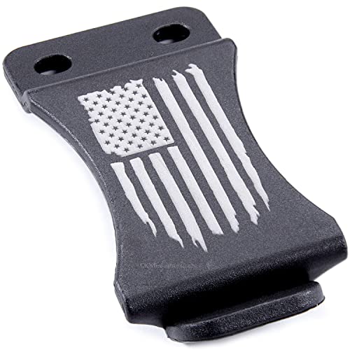 HolsterSmith KYDEX Belt Clip for Holsters & Sheaths – (FOMI Design - w/USA Flag - Distressed) - (Fits 1.50in Belts) - (Inside-The-Waistband/IWB) - (USA Made) - (w/Mounting Hardware) - (1 Pack)