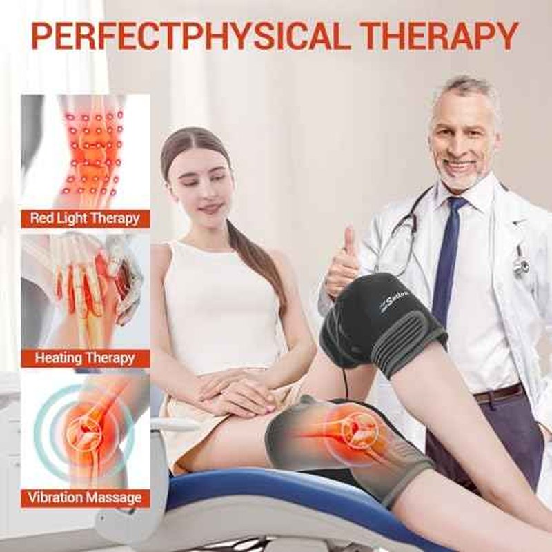 Red Light Therapy & Vibration Massage Knee Brace- 660nm&850nm Red Light Therapy Heated Device for Knee/Joint/Elbow/Shoulder Pain Relief, Faster Recovery- Infrared Light Therapy for Faster Recovery - Great for Athletes & Beyond