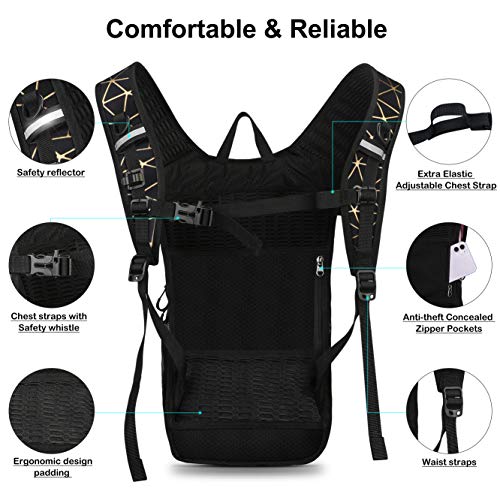 Mothybot Hydration Backpack Pack, Water Backpack 20L Capacities Included 2L Hydration Bladder, Festival Essential - Rave Hydration Pack Hydropack Hydro for Hiking, Running, Biking, Festival Gear