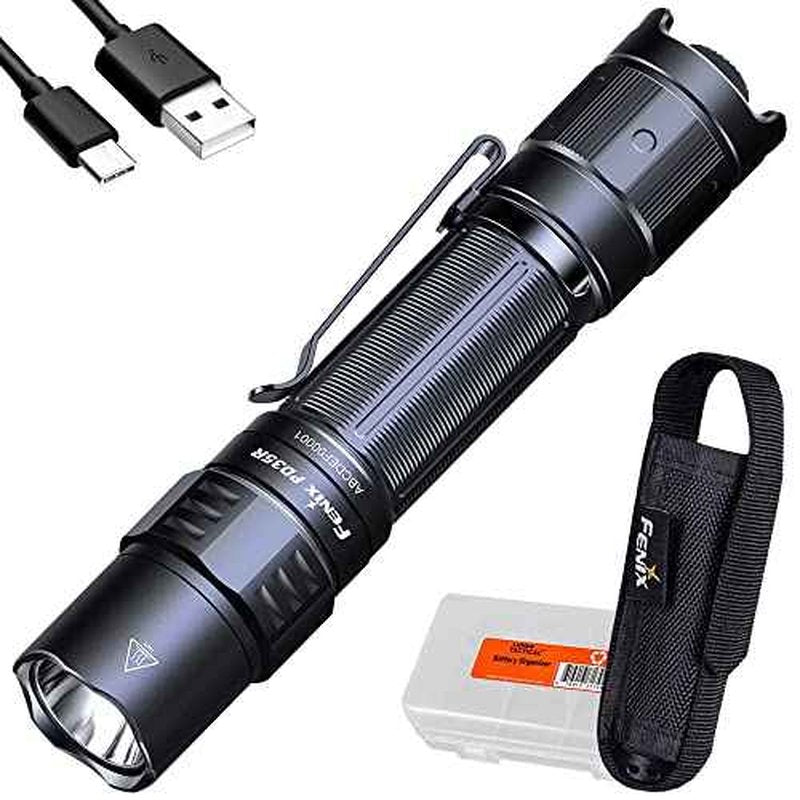 Fenix PD35R Tactical Flashlight, USB-C Rechargeable, 1700 Lumen with Organizer