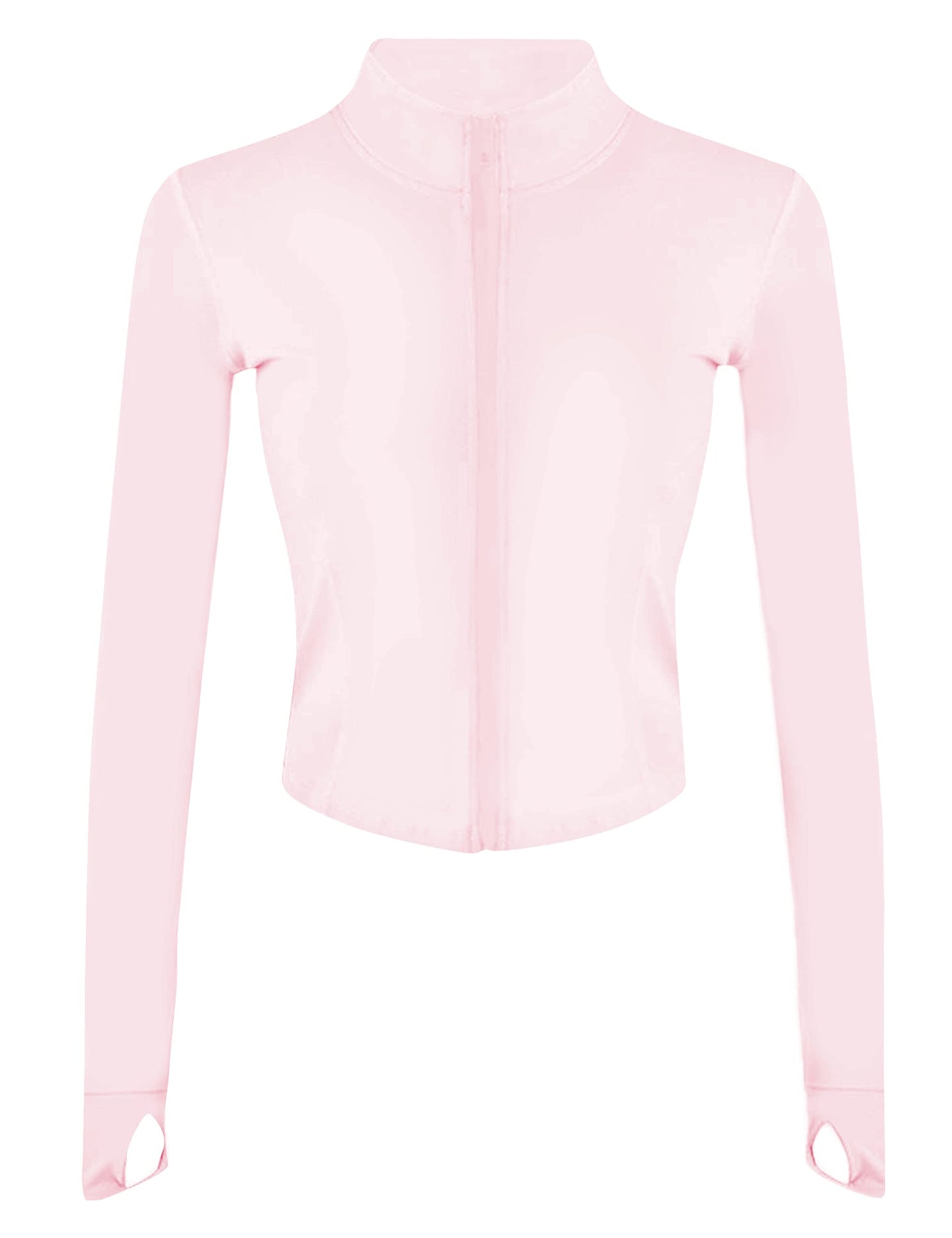 Lviefent Womens Lightweight Full Zip Running Track Jacket Workout Slim Fit Yoga Sportwear with Thumb Holes (Pink-M)