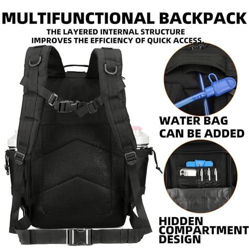 Lovelinks21 25L Tactical Military Backpack Small Travel Backpack for Men and Women Assault Pack Bug Out Bag Molle Daypack Gym Backpack with Bottle Holder (Rainbow Tie Dye)