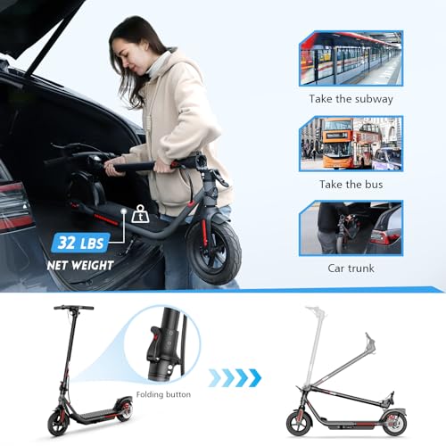 TST Electric Scooter for Adults, 19 Mph Foldable E Scooter, Peak 500W Motor, 15 Miles Range, 8.5" Rear Solid Tire, All Aluminum Body Electric Scooter Adults with Dual Braking System and App Control