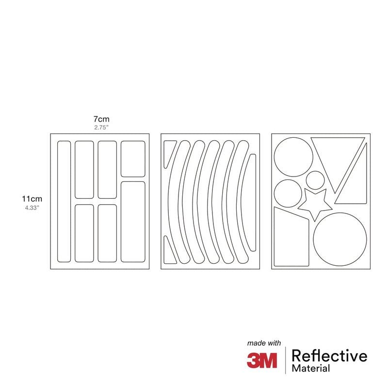 Salzmann 3M Reflective Stickers - Soft Stickers for Backpacks, Bikes, Helmets, prams, etc. - Made with 3M Reflective Material
