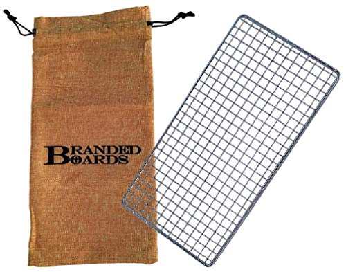 Branded Boards Portable Bushcraft Stainless BBQ Large Cooking Grill Grate & Burlap Hemp Drawstring Bag. Camping, Campfires, Backpacking, Hunting & Fishing. (Large Grill & Bag ONLY)