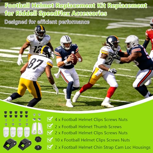 Riddell Speedflex Football Helmet Repair Kit | Replacement Hardware & Chin Strap