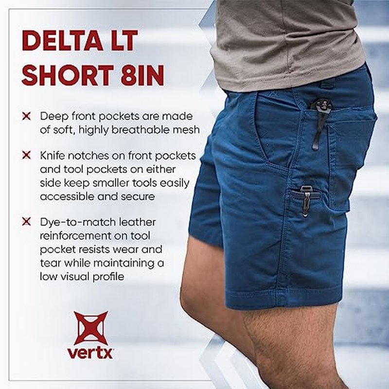 Vertx Delta LT 8 Inch Mens Tactical Shorts with Pockets, Lightweight Stretch Casual Tactical Operations Gear, Athletic-Fit