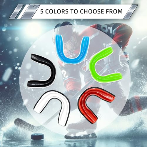 5 Pack Kids Youth Mouth Guard for Sports, Boys Girls Mouth Guard with Case, Child Teen Sports Mouthguard for Football Lacrosse Basketball Boxing Soccer Taekwondo MMA Karate