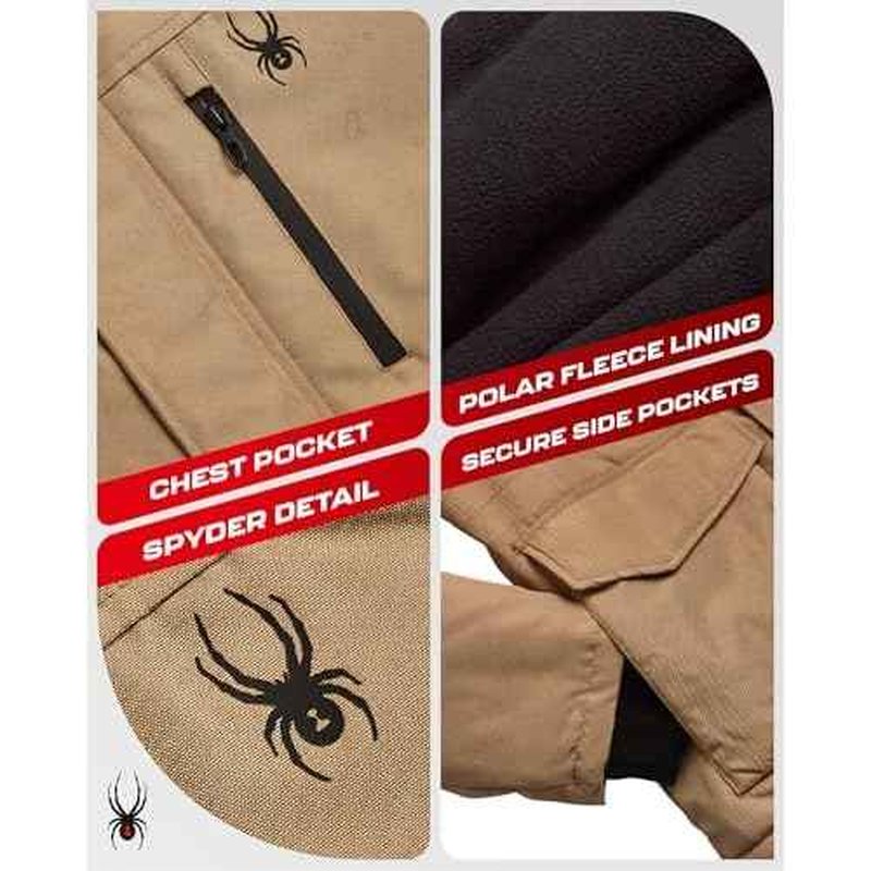 Spyder Mens Winter Coats - Polar Fleece Jacket Parka Down Winter Coat Wind Resistant Waterproof Hooded Jackets for Men