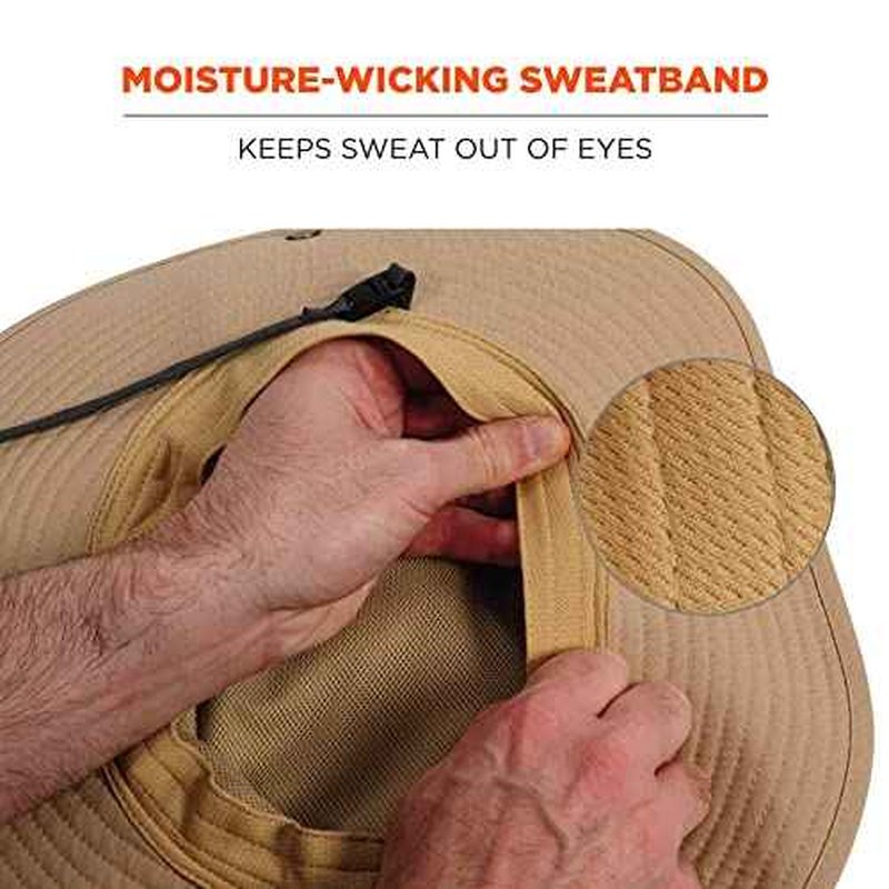 Ergodyne unisex adult Lightweight Ranger - Mesh Paneling Sun Hat, Khaki, Large-X-Large