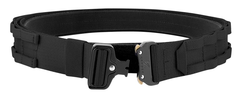 KRYDEX Quick Release Rigger MOLLE Belt 1.75 Inch Inner & Outer Tactical Heavy Duty Belt (BK, Large)