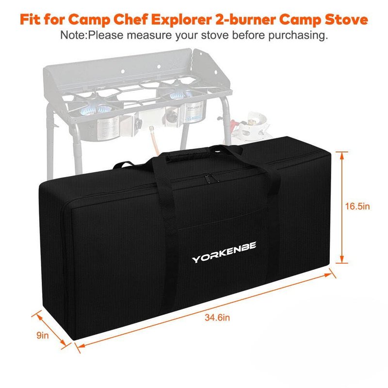 Yorkenbe Carry Bag for Camp Chef 2-Burner Stoves, 1680D Heavy Duty Camping Stove Carry Case with Padded Handles, Waterproof and Long-lasting, for Camping, Tailgating, BBQ, Size 35''x17''
