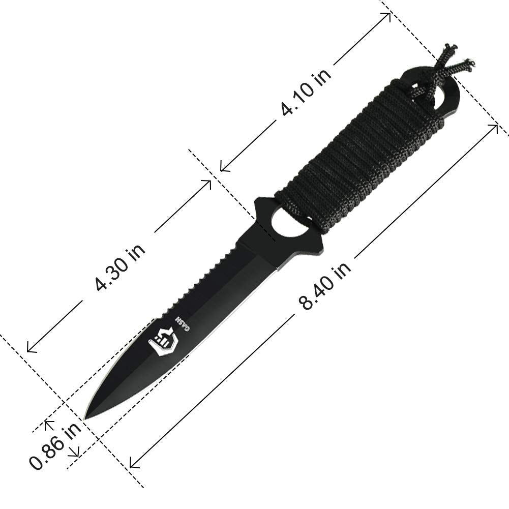 GASHER Straight Outdoor Survival Knives with Leg Straps & Sheath, Razor Sharp - Lightweight Diving Equipment for Spearfishing, Snorkeling, Hunting, Rescue & Water Sports