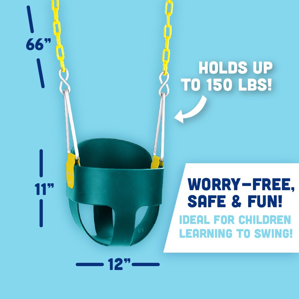 Squirrel Products High Back Full Bucket Toddler Swing Seat, Green