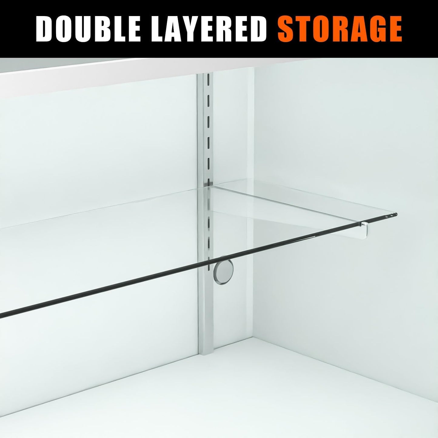 White Retail Display Case - 48” W x 18” D x 38” H | Illuminated Glass Showcase with Storage