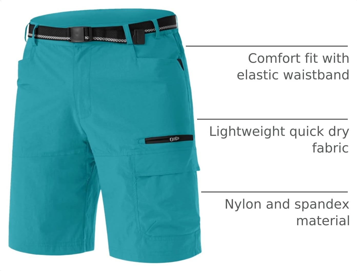 TACVASEN Men's Summer Hiking Cargo Shorts Lightweight Quick Dry Casual Golf Dress Tactical Shorts with Pockets Fishing Work Lake Blue 40