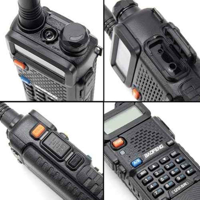 Baofeng UV-5R Dual Band Two Way Radio Handheld Ham Radio Long Range Walkie Talkies Pack of 6 for Hiking Camping Hunting Skiing Trip(Black) with 3800mAh Battery