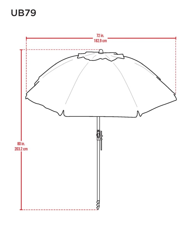 Tommy Bahama 6' UPF 50+ Tilt Beach Umbrella with Integrated Sand Anchor, Wind Vent, and Carry Bag, Multi Stripe