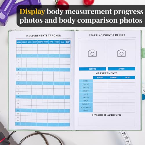 5 MINUTES A DAY Weight Loss Journal for Women, 90 Days Food and Fitness Planner, Calories Counter Book to Track Meal And Exercise, Weightlifting Journal Home Gym Accessories Gift-Green