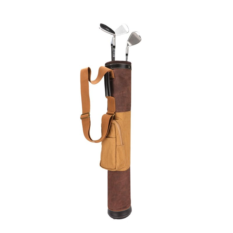 TOURBON Canvas Leather Golf Carry Bag Driving Range Mini Course Training Practice Golf Club Case