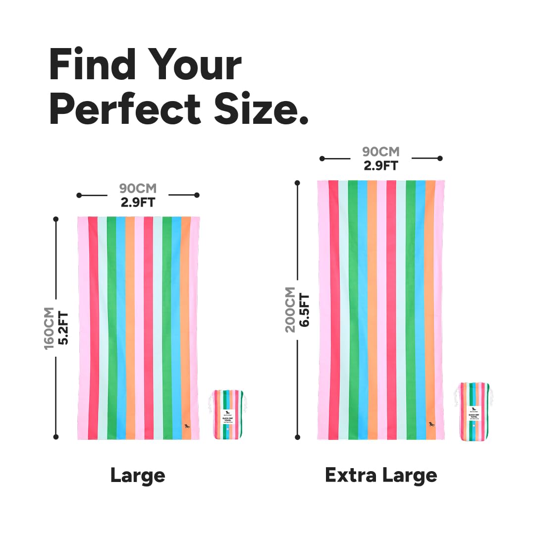 Dock & Bay Beach Towel - Quick Dry, Sand Free - Compact, Lightweight - 100% Recycled - Includes Bag - Tutti Frutti - Extra Large (200x90cm, 78x35)