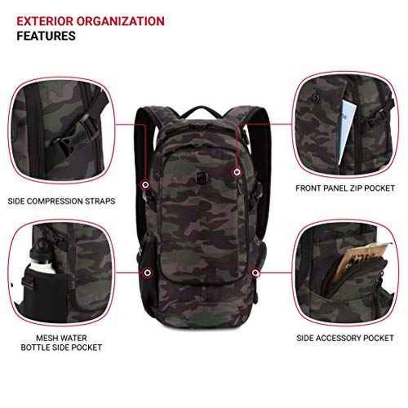 SwissGear 3598 Backpack Narrow Daypack, Camo/Green, 18-Inch