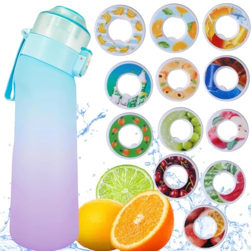 Air Scent Water Bottle with 12 Flavor Pods 650ML Sports Scented Water Bottle BPA Free 0% Sugar Calories