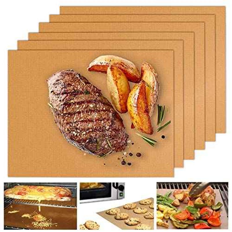 UBeesize Copper Grill Mats for Outdoor Grill ? 6 Pack Heavy-Duty, Non-Stick BBQ Grilling Mat & Baking Mats, Reusable, Easy-Clean for Gas, Charcoal, Electric Grills (15.75 x 13 Inch)