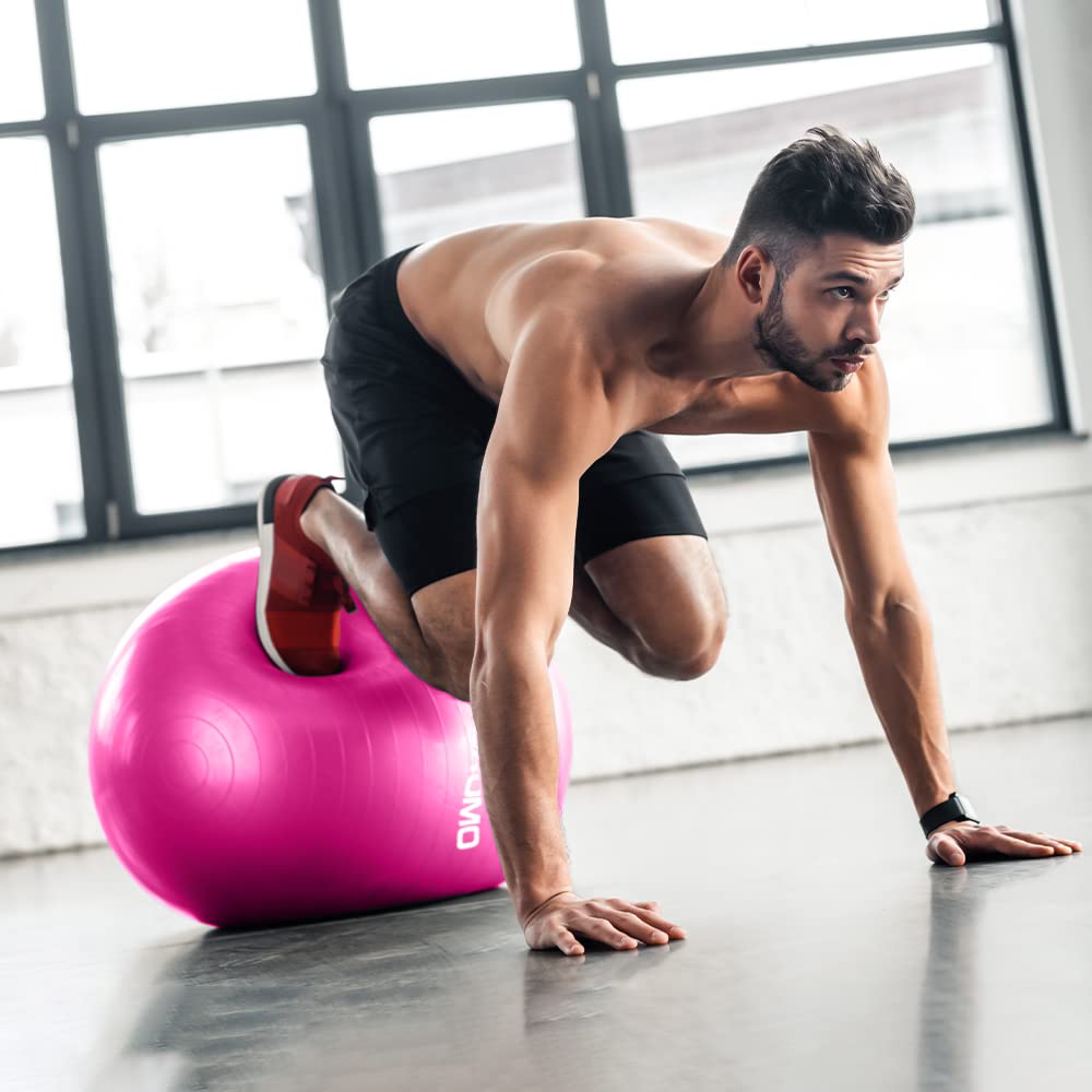 STOROMO Exercise Ball,Yoga Ball(Free Exercise Tutorial)，Extra Thick Non-Slip,Holds 2500 lbs, Workout Ball for Pregnancy birthing and Balance Stability (Pink, 65cm/25.6in)