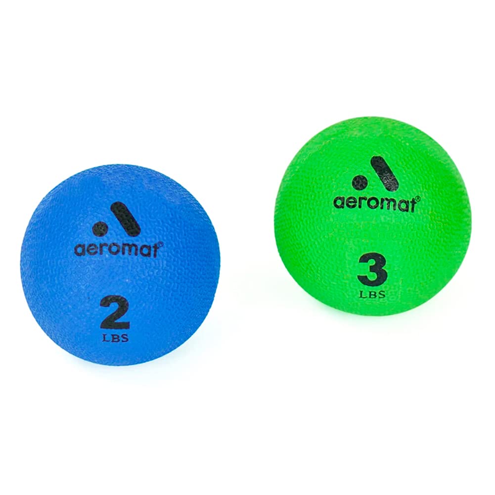 AEROMAT Versatile Textured Surface 3.5" Petite Weighted Ball for Yoga / Pilates Practice, 2 lbs, Blue