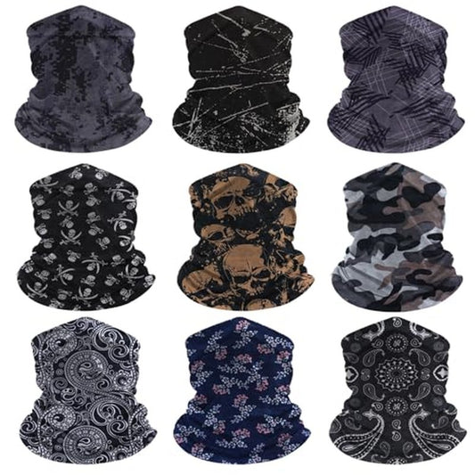 9-Pack Balaclava Face Mask for Men & Women - UV Protection Neck Gaiter, Multi-Use Cycling Mask & Breathable Headband