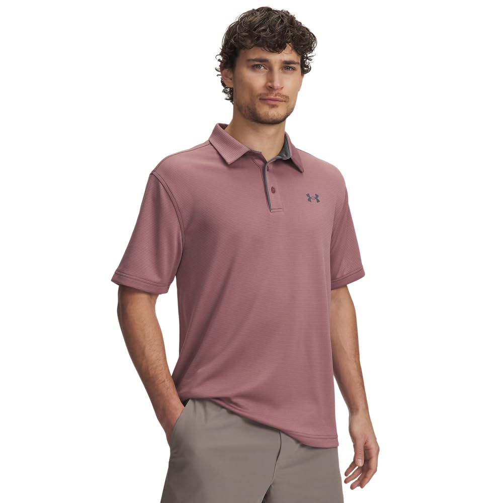 Under Armour Men's Tech Golf Polo, (651) Maroon Mist / / Pitch Gray, Large Tall