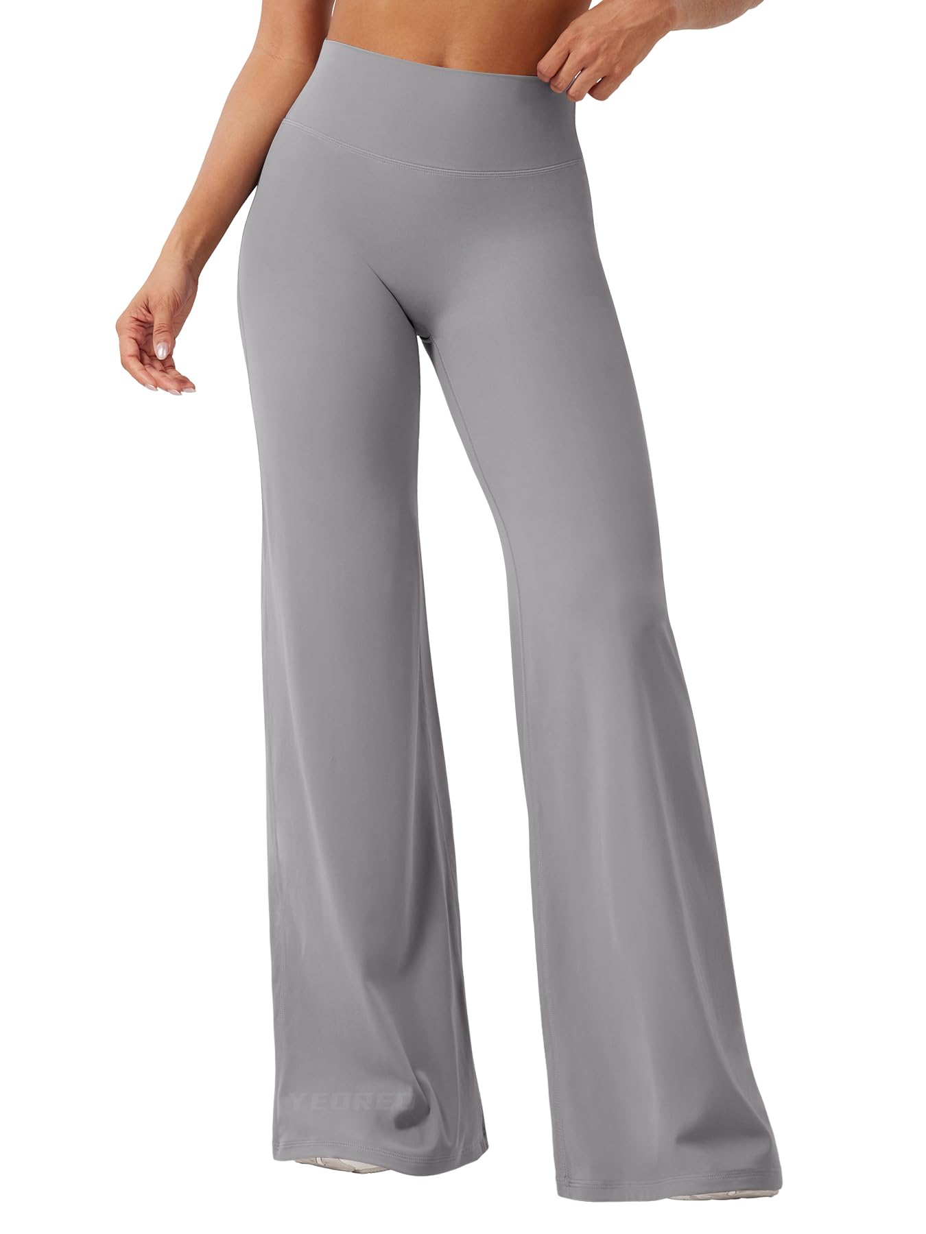 YEOREO Workout Leggings Womens No Front Seam Straight Leggings 35" High Waist Buttery Eddiy Gym Yoga Pants Gray XL
