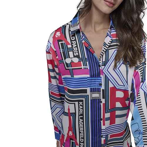 KARL LAGERFELD Womens Oversized Printed Blouse