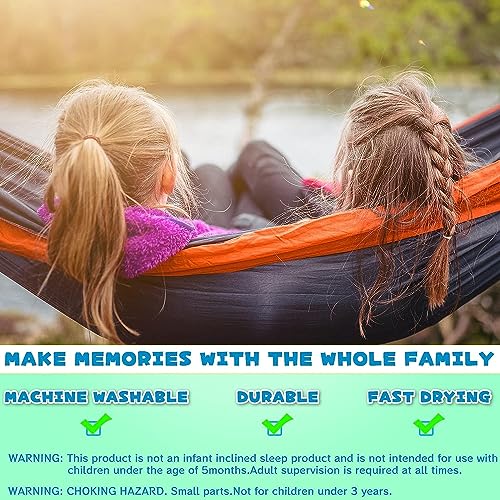 SZHLUX Kids Hammock - Kids Camping Gear, Camping Accessories with 2 Tree Straps and Carabiners for Indoor/Outdoor Use, Sapphire Blue & Grass Green