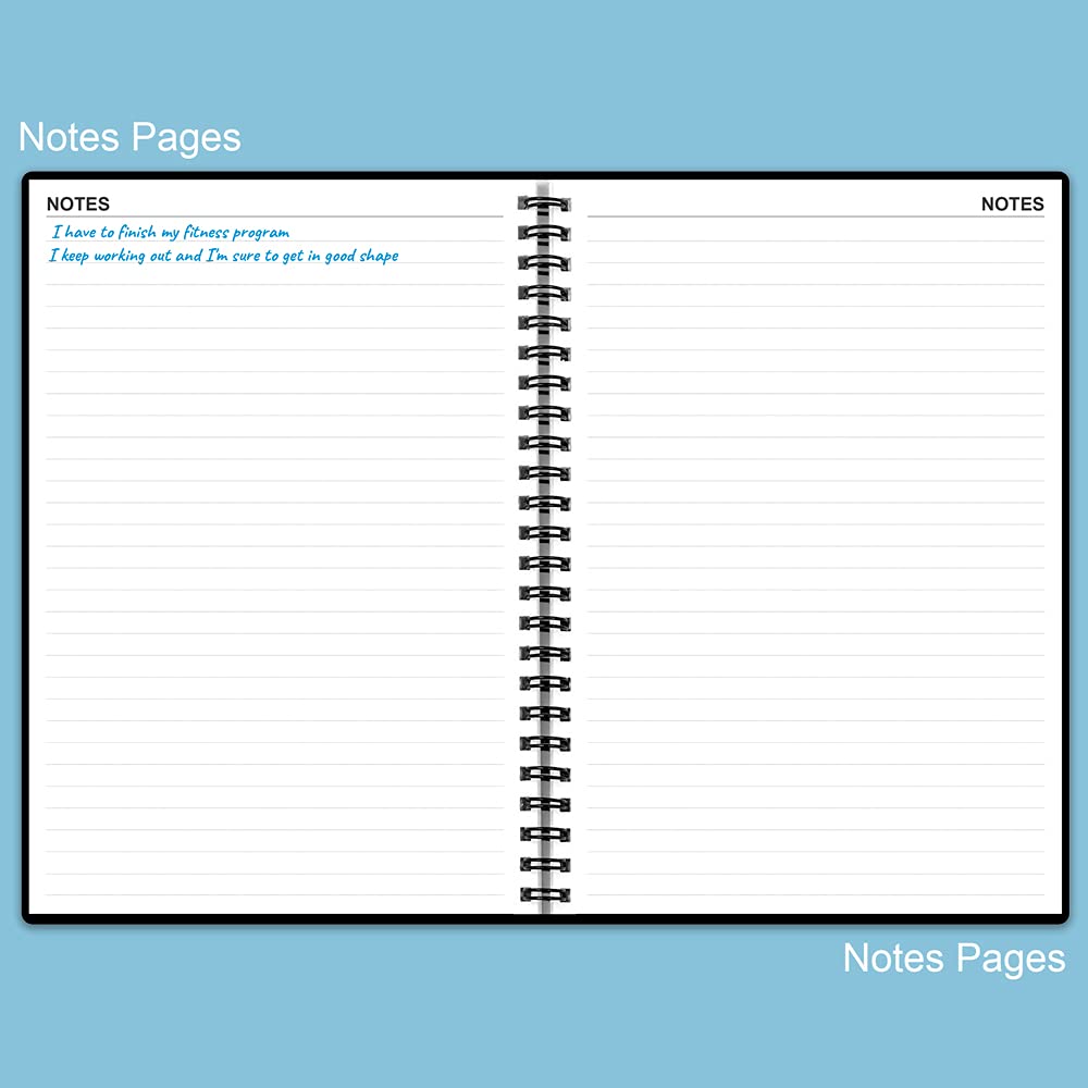 Workout Log for Women & Men - A5 Fitness Planner/Journal to Track Weight Loss, Workout Journal for GYM, Bodybuilding Progress - Daily Health & Wellness Tracker, Black