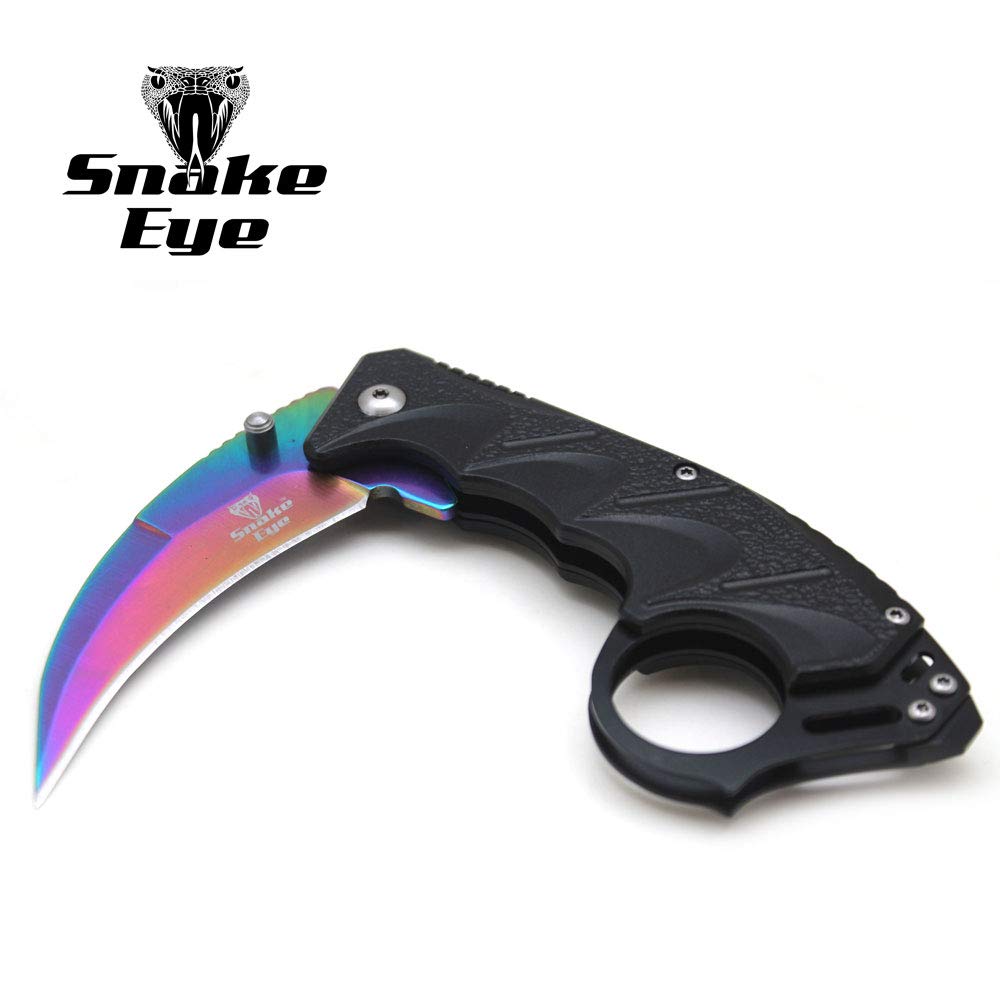 Snake Eye Tactical Everyday Carry Spring Assist Style Folding Pocket Knife EDC (Rainbow)