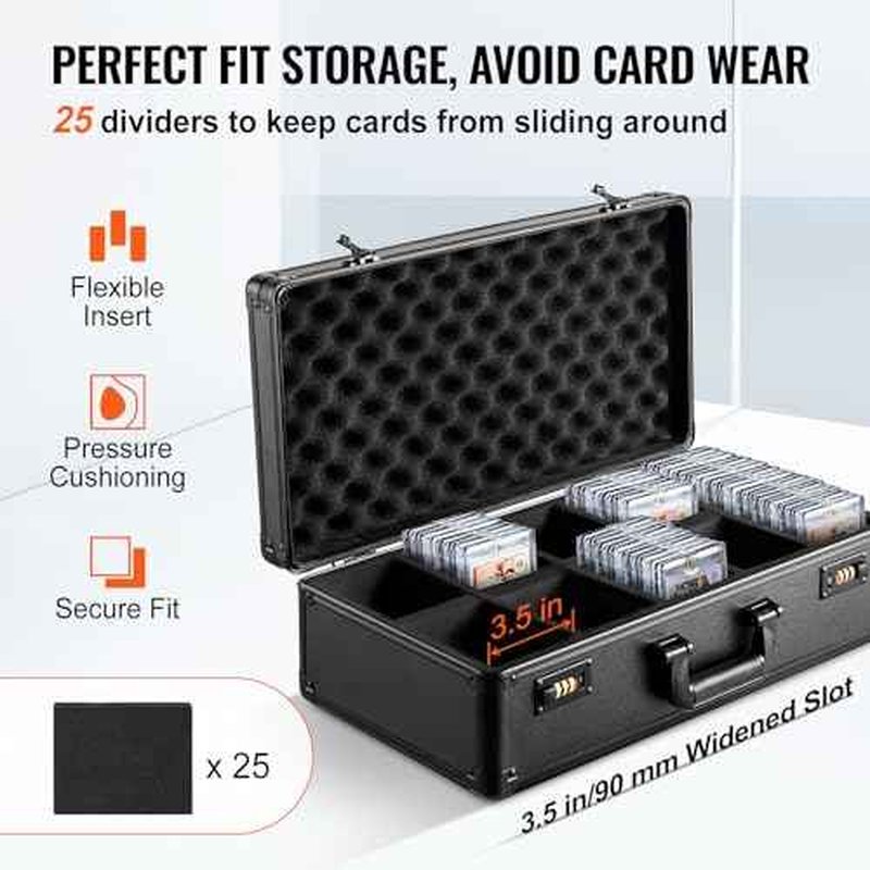 VEVOR 162 PSA Graded Sports Card Holder Box - 5 Slot Case with Coded Lock - Holds 115 BGS, 130 SGC or 999+ Loose Cards
