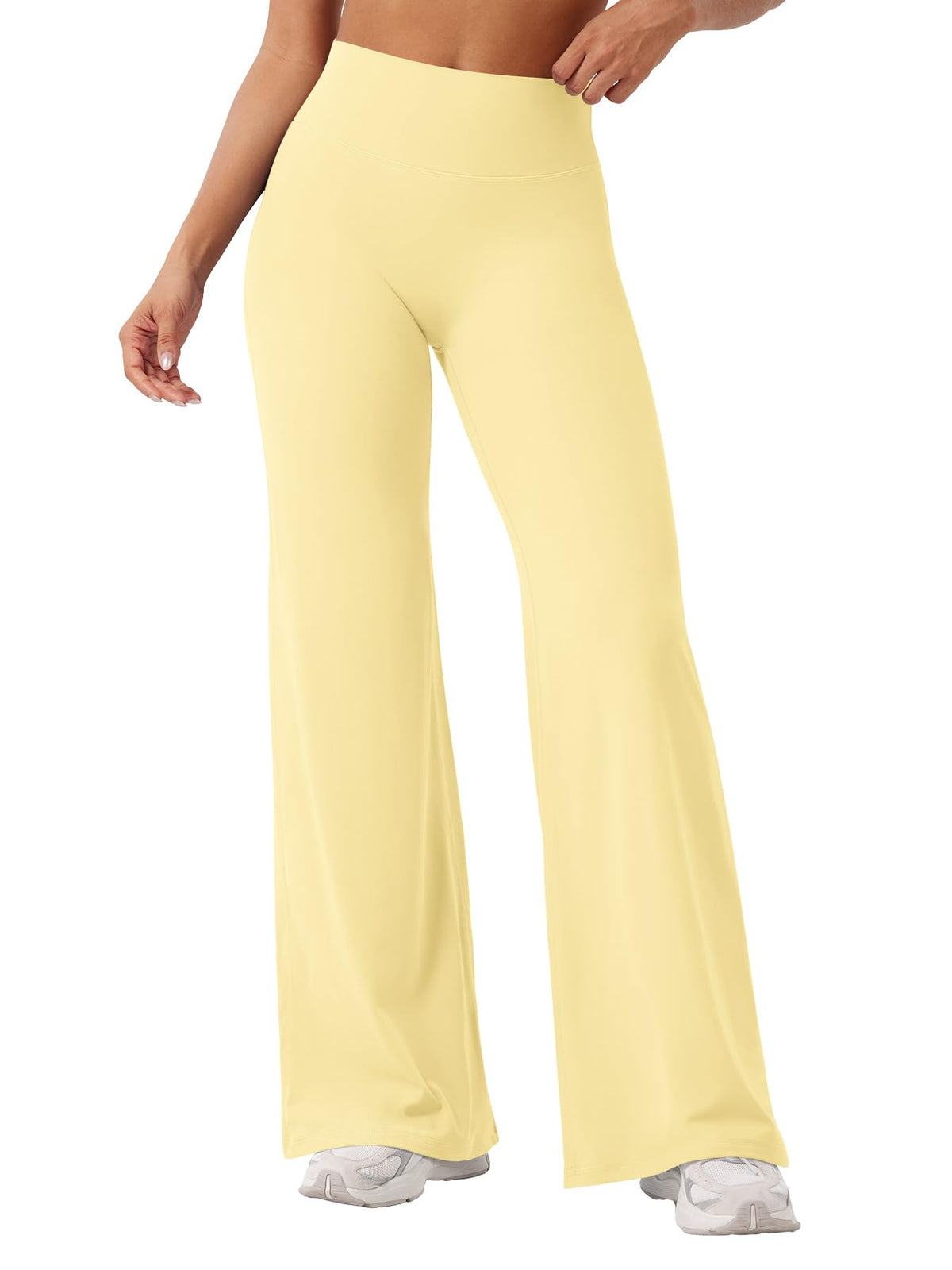 YEOREO Workout Women Straight Leggings 31.5" Gym Yoga Pants Butter Yellow L