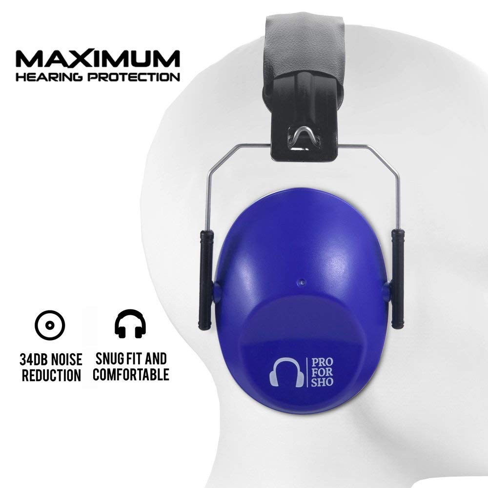 Pro For Sho 34dB Shooting Ear Protection - Special Designed Ear Muffs Lighter Weight & Maximum Hearing Protection - Standard Size, Dazzling Blue