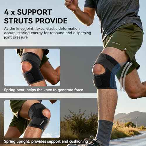 Knee Brace with Side Stabilizers for Women & Men, Adjustable Knee Support for Knee Pain Relief, Meniscus Tear, Arthritis, Tendonitis, ACL, MCL and Sports Injuries (Large)