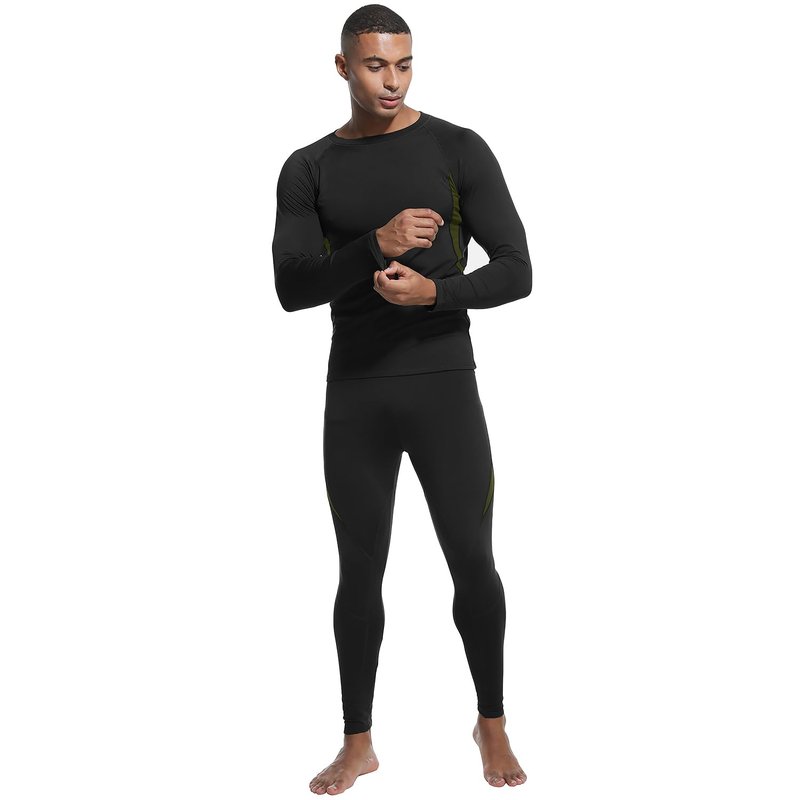 MEGE KNIGHT Mens Thermals Top and Bottom set Winter Underwear Insulated Hunting Long Johns Outdoor Military Hunting Essentials Cold Gear Black