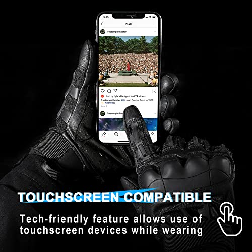 WTACTFUL Touch Screen Motorcycle Tactical Gloves for Men Airsoft Paintball Gear MTB Bike Cycling Cross-Country Motorbike ATV Hunting Hiking Riding Driving Work Outdoor Full Finger Gloves S Black